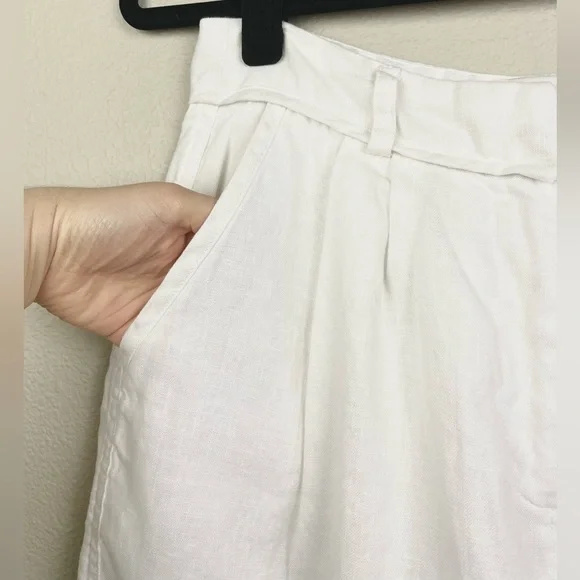 DISSH Women's 8 Kayla White 100% Linen Bermuda Short High Rise Lined Tailored - Picture 7 of 16